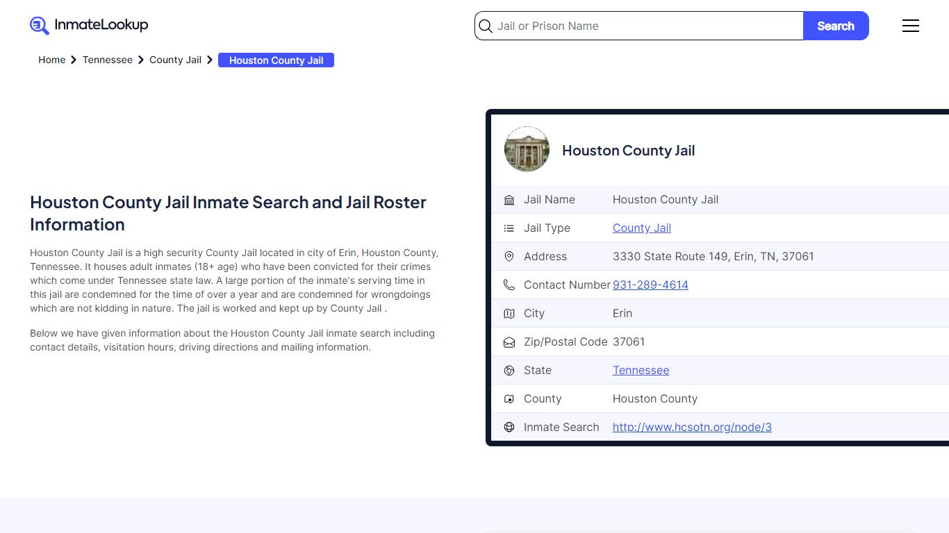 Houston County Jail (TN) Inmate Search Tennessee - Inmate Lookup